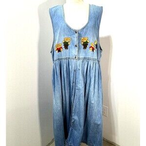 Talk of America Denim Dress 18 Teddy Bears Jumper Granny Core Maxi